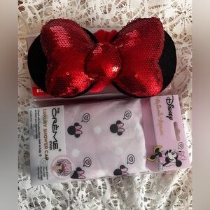 Minnie Mouse ears bow Spa Headband & shower cap
